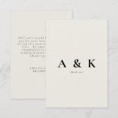 Merci Mariage de message contemporain beige (Devant / Derrière)