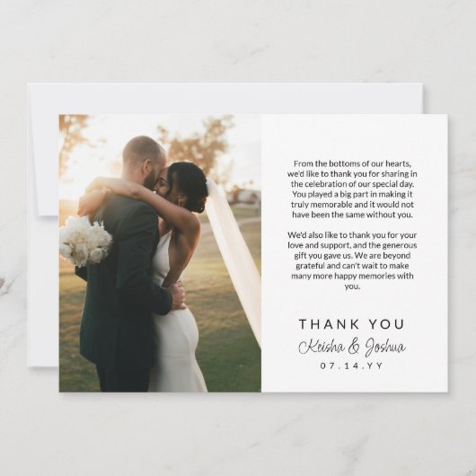 Merci Mariage de message imprimé de script romanti (Devant)