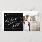 Merci Mariage de script noir blanc élégant (Devant / Derrière)