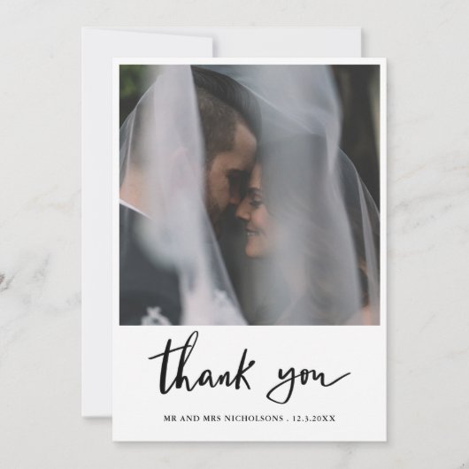 Merci Mariage de script simple et élégant  (Devant)