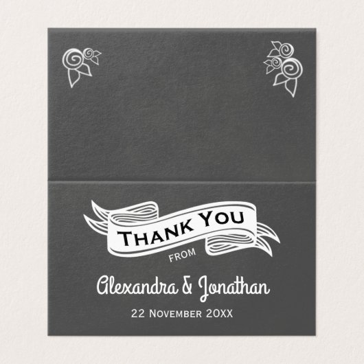 Merci Mariage de style griffe gris ardoise (Outside Unfolded)