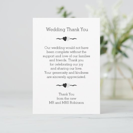 Merci Mariage des Coeurs Noir et Blanc (Debout devant)