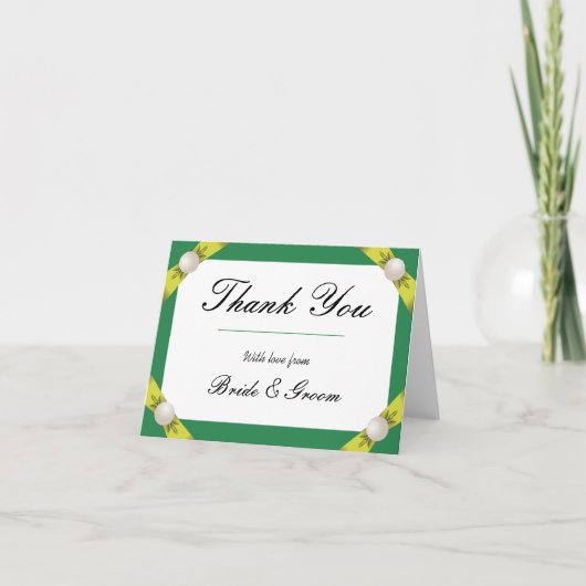 Merci Mariage Emerald & Yellow Pearl Ribbon (Devant)