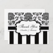Merci Mariage en bande Damask noir et blanc (Devant / Derrière)