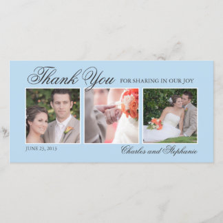 Merci mariage en bleu trois Cartes photos