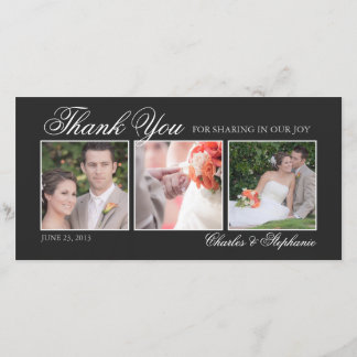 Merci mariage en Carte photo noir et blanc