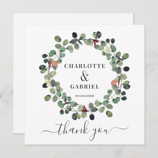 Merci mariage Eucalyptus Vert (Devant / Derrière)