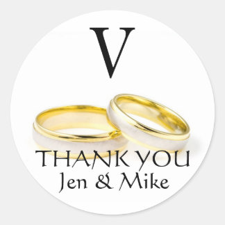 Merci Mariage Faveur Stickers Anneaux d'or