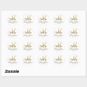 Merci Mariage Faveur Stickers Monogramme Or (Feuille)