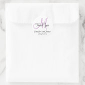 Merci Mariage Faveur Stickers Monogramme violet (Sac)