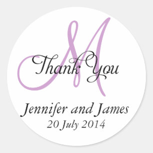 Merci Mariage Faveur Stickers Monogramme violet
