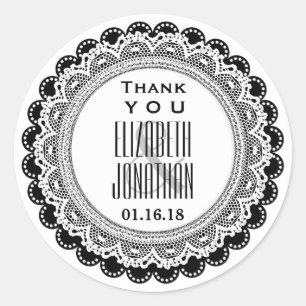 Merci Mariage Favor Étiquette NOIR A02