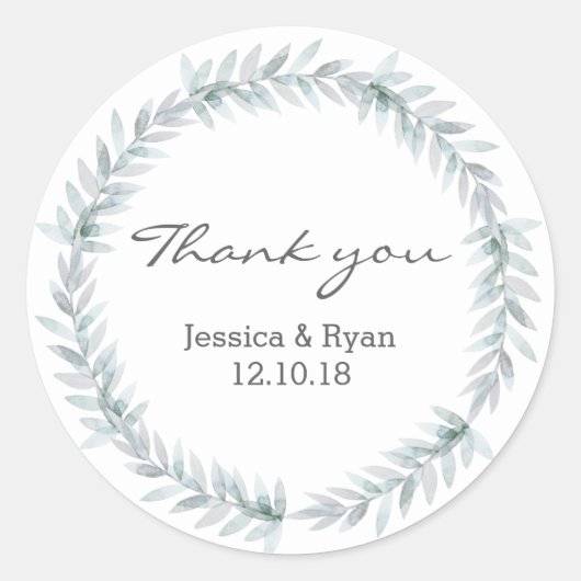 Merci mariage feuille autocollants (Devant)