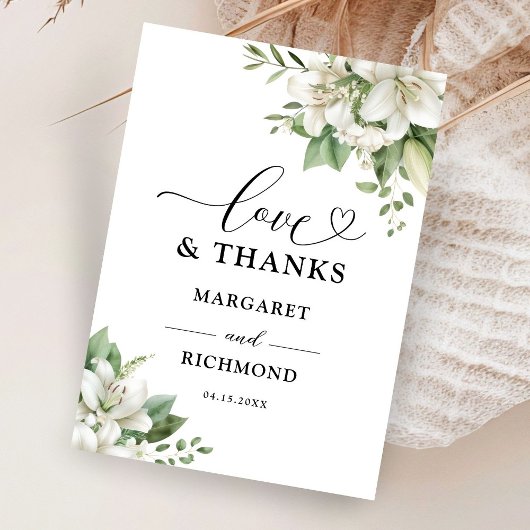 Merci Mariage floral élégant à Lily blanche