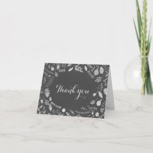 Merci Mariage floral gris charbon et argent