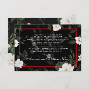 Merci Mariage floral noir et rouge