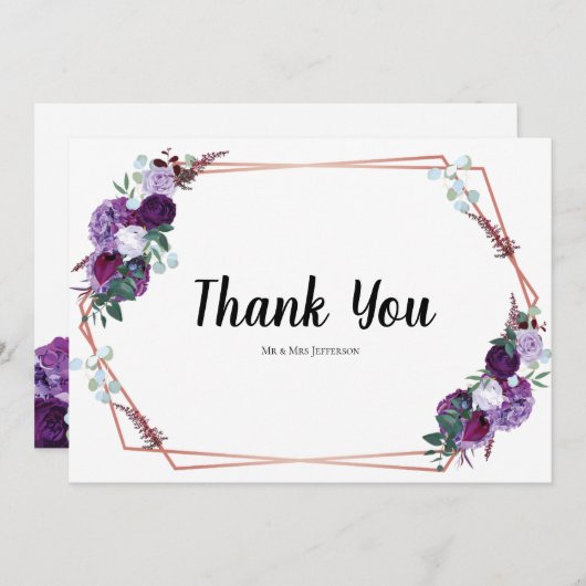 Merci Mariage floral violet moderne (Devant / Derrière)