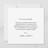 Merci Mariage Gratitude Elégante carte Carré (Dos)