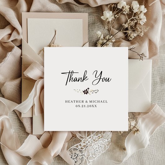 Merci Mariage Gratitude Elégante carte Carré