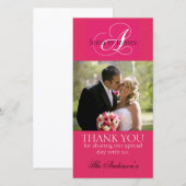 Merci mariage mariée  Cartes photos Fuchsia (Devant / Derrière)