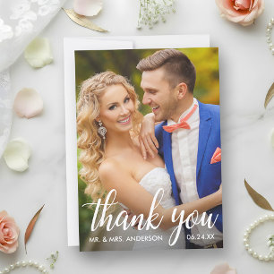 Merci mariage mariée et Carte photo de chambre