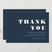 Merci Mariage Minimaliste Bleu Et Moderne (Devant / Derrière)