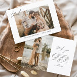 Merci Mariage minimaliste Photo simple<br><div class="desc">Faites preuve de gratitude avec nos élégantes cartes de remerciement avec un script moderne et votre photo mariage préférée. Ces cartes offrent un design élégant et minimaliste qui complète parfaitement toute esthétique mariage. Personnalisez-les avec un message sincère d'appréciation pour transmettre vos remerciements à vos amis et à votre famille pour...</div>