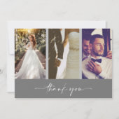 Merci Mariage moderne à trois photos gris (Devant)
