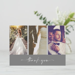 Merci Mariage moderne à trois photos gris