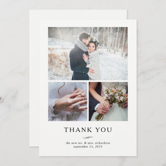 Merci Mariage moderne minimaliste | Trois photos (Devant / Derrière)