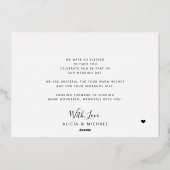 Merci mariage moderne photo feuille or carte (Verso)