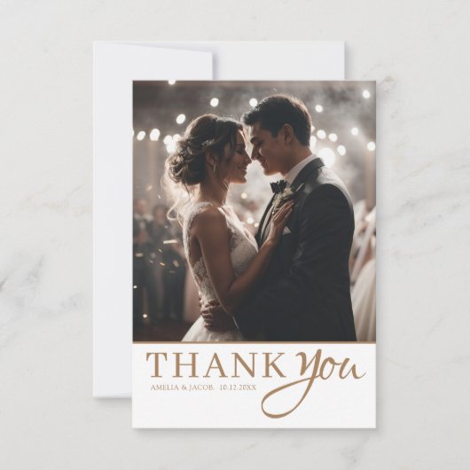 Merci Mariage moderne simple or et blanc (Devant)