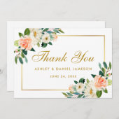 Merci Mariage or floral coral (Devant / Derrière)