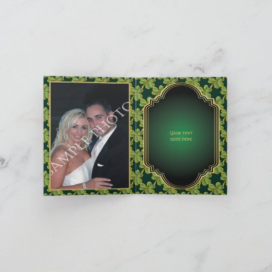 Merci mariage or, vert irlandais trèfle & cadre (Intérieur)