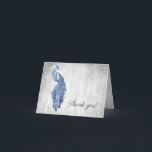 Merci Mariage Peacock bleu<br><div class="desc">Express vos remerciements à la famille et aux invités avec cet élégant carte de remerciements mariage Blue Peacock. Le design de la carte présente un élégant paon contre un feuillage délicat et un arrière - plan grunge. Papier à lettres mariage supplémentaire disponible avec cette conception aussi.</div>