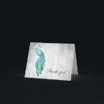 Merci Mariage Peacock turquoise<br><div class="desc">Express vos remerciements à la famille et aux invités avec cet élégant carte de remerciements mariage Peacock Turquoise. Le design de la carte présente un élégant paon contre un feuillage délicat et un arrière - plan grunge. Papier à lettres mariage supplémentaire disponible avec cette conception aussi.</div>