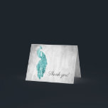 Merci Mariage Peacock turquoise<br><div class="desc">Express vos remerciements à la famille et aux invités avec cet élégant carte de remerciements mariage Peacock Turquoise. Le design de la carte présente un élégant paon contre un feuillage délicat et un arrière - plan grunge. Papier à lettres mariage supplémentaire disponible avec cette conception aussi.</div>
