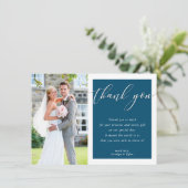 MERCI mariage photo élégant bleu foncé blanc (Debout devant)