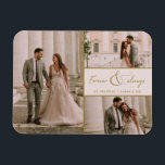 Merci Mariage photo en or rose pour toujours et to<br><div class="desc">Célébrez votre histoire d'amour avec l'aimant de Merci photo Forever & Always Pink Gold Photo Mariage, une façon magnifique et durable d'express votre gratitude à la famille et aux amis. Conçu avec un élégant collage en trois photos, cet aimant vous permet de présenter vos moments mariages préférés, capturant la magie...</div>
