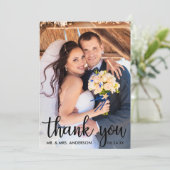 Merci Mariage photo moderne noir carte Script (Debout devant)