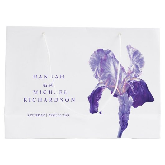 Merci mariage pourpre iris mère de faveur sac (Dos)