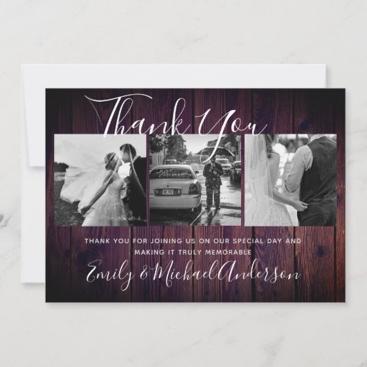 Merci Mariage PURPLE Rustic PHOTO Collage (Devant)