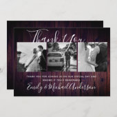 Merci Mariage PURPLE Rustic PHOTO Collage (Devant / Derrière)