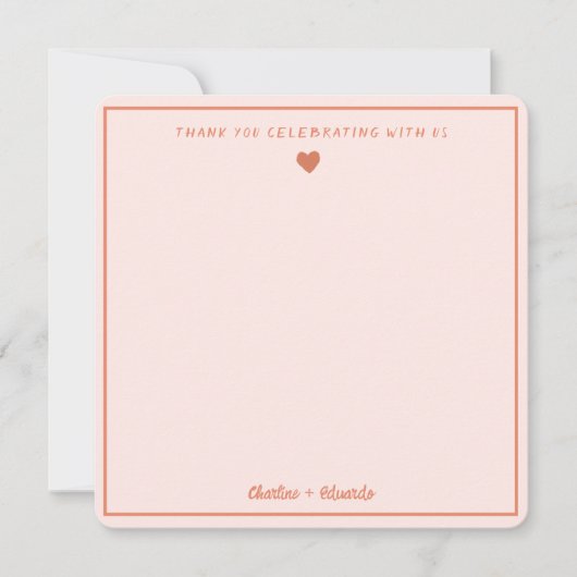 Merci Mariage Rétro rose&rouge écriture manuscrite (Devant)