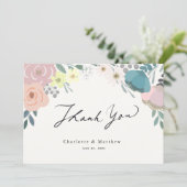 Merci Mariage rose et bleu à crème florale (Debout devant)