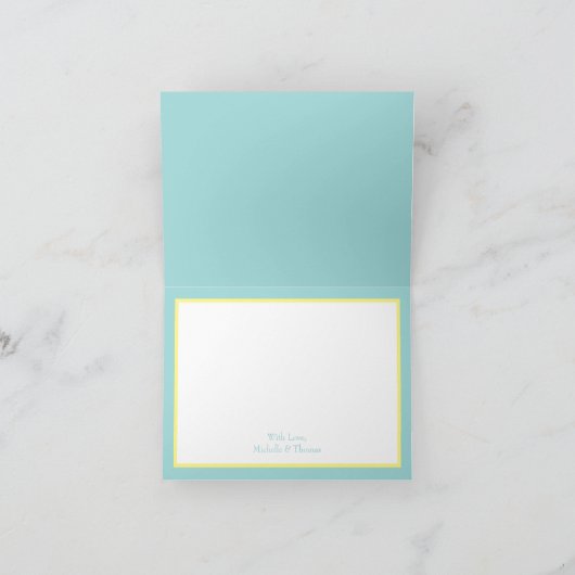 Merci Mariage Rose Jaune clair et Turquoise (Intérieur)