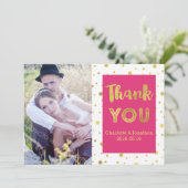 Merci Mariage rose or Confetti Cartes photos (Debout devant)