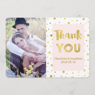 Merci Mariage rose or Confetti Cartes photos