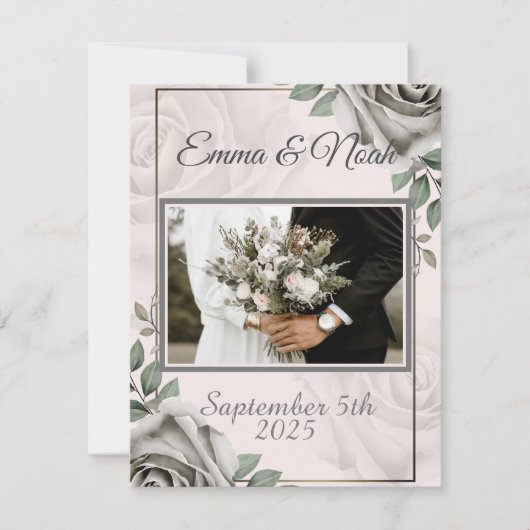 Merci Mariage Rustique de Rose Blanche Modèle phot (Devant)