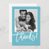 MERCI mariage simple lettré bleu turquoise (Devant / Derrière)